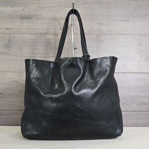 Elegant Black Leather Tote Bag